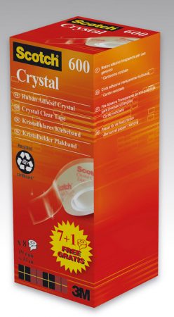 Pack de 8 rollos de cinta adhesiva Scotch Crystal 19mm x 33m