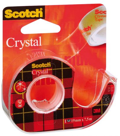 Cinta adhesiva Scotch Crystal con portarrollos 19mm x 7,5m