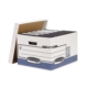 Caja de cartón azul y blanca de 378 x 293 x 545 mm para archivos Fellowes