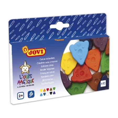 ESTUCHE DE 10 CERAS DE COLORES OSO MÁGICO JOVI