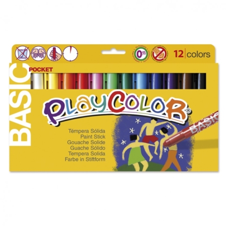 ESTUCHE DE 12 BARRAS DE TÉMPERA SÓLIDA PLAYCOLOR BASIC POCKET