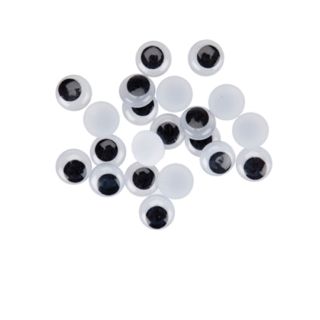 Bolsa de 70 ojos móviles adhesivos negros 8 mm