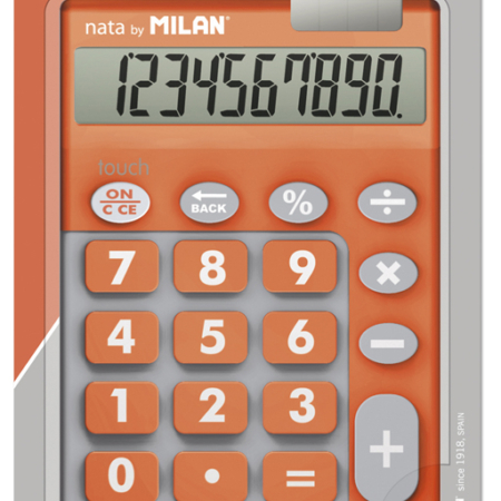 CALCULADORA MILAN 10 DÍGITOS TOUCH DUO TECLAS GRANDES NARANJA