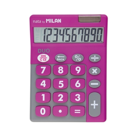 CALCULADORA MILAN 10 DÍGITOS TOUCH DUO TECLAS GRANDES ROSA