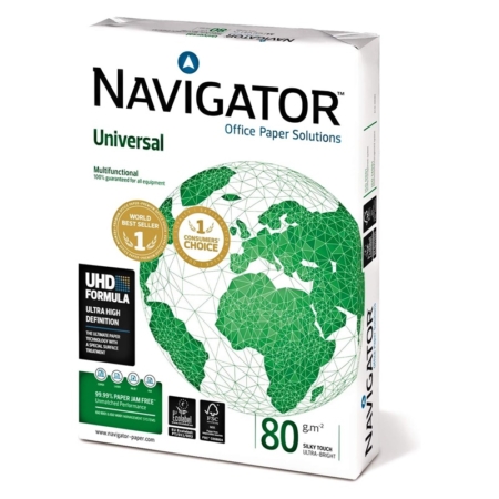 Paquete de 500 hojas de papel fotocopia DIN A4 Navigator Universal 80 grs