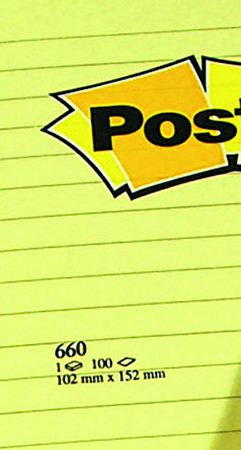 Post it 660 amarillo 102x152 líneas 100h