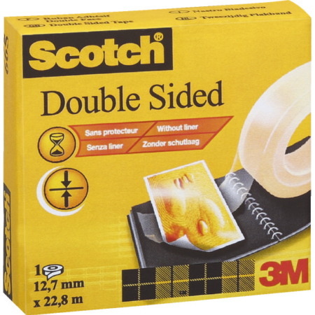 Cinta adhesiva de doble cara Scotch 665 nucleo estrecho 12,7mm x 22,8m