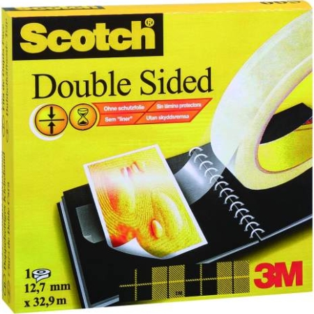 Cinta adhesiva de doble cara Scotch 665 nucleo ancho 12mm x 33m