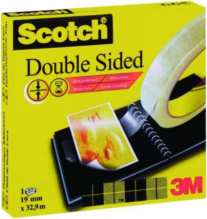 Cinta adhesiva de doble cara Scotch 665 nucleo ancho 19mm x 33m