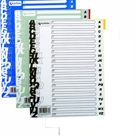Índice alfabético (A-Z) multitaladro de PP blanco Fº Grafoplas