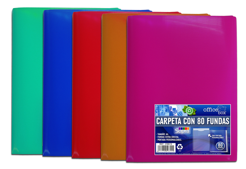 Carpeta de plastico a4 con 80 fundas soldadas office box