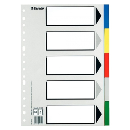 Juego de separadores de plástico A4 con 5 posiciones Esselte