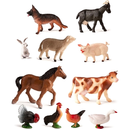 Bote con 11 figuras animales de granja