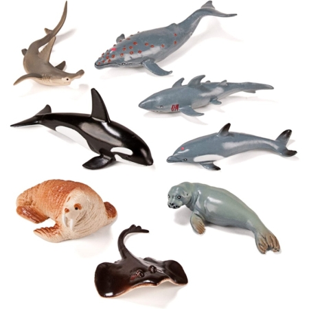 Bote con 8 figuras animales marinos