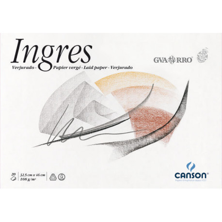 Block de 20 hojas de dibujo ingres sin recuadro A3+ encolado de 108 grs/m² Canson