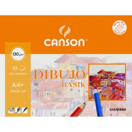 PAQUETE DE 10 LÁMINAS DE DIBUJO CON RECUADRO A4 130G CANSON