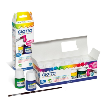 CAJA DE 6 BOTES DE TÉMPERA 25 ML CON PINCEL GIOTTO