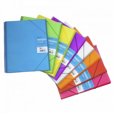 Carpeta de espiral Maxiplas MultiLine en PP A4 con 30 fundas y gomas Grafoplas