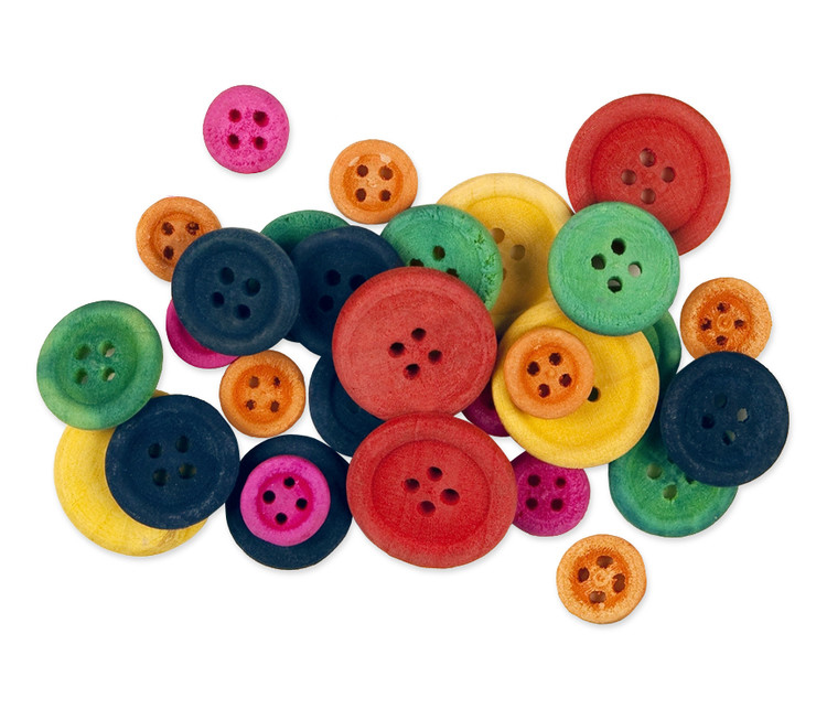 Bolsa botones madera color tamanos surtidos 30u - Material de oficina,  escolar y papelería