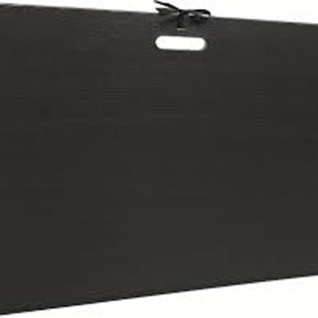 Carpeta de dibujo de cartón kraft negro barnizado 59 x 72 cm con cintas y asa