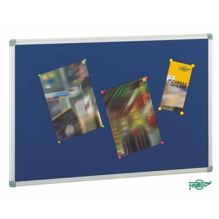 Tablero de corcho tapizado en azul con marco de aluminio de 45 x 60 cm Faibo