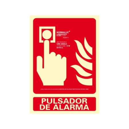 SEÑAL PVC ROJO 210x300 PULSADOR DE ALARMA