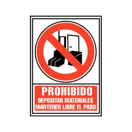 SEÑAL PVC ROJO 210x297 PROHIBIDO DEPOSITAR MATERIALES