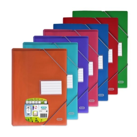 Carpeta de plástico A4 con 40 fundas soldadas y gomas Elba Color Life