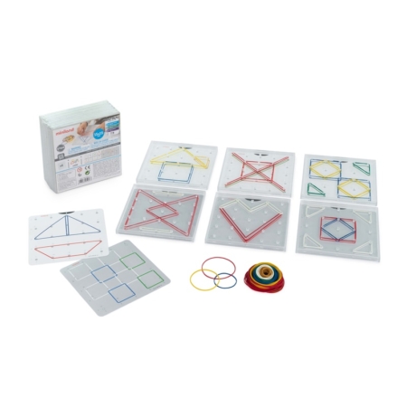 Set de 6 geoplanos transparentes de 15 x 15 cm