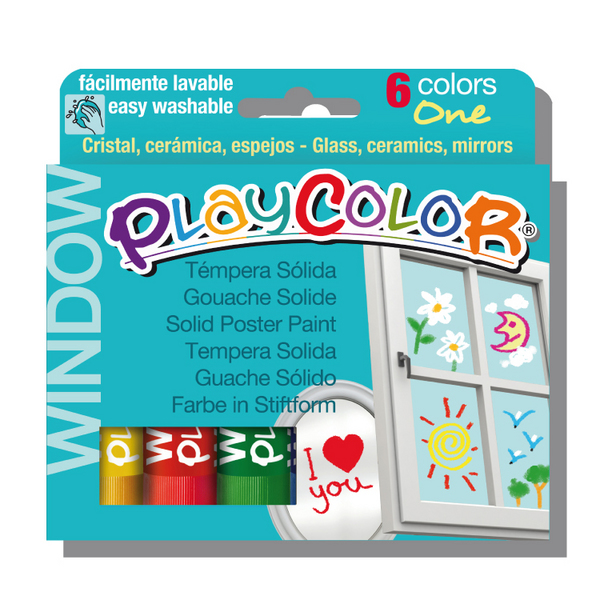 ESTUCHE 6 TEMPERA SOLIDA PLAYCOLOR ONE WINDOW PARA CRISTAL