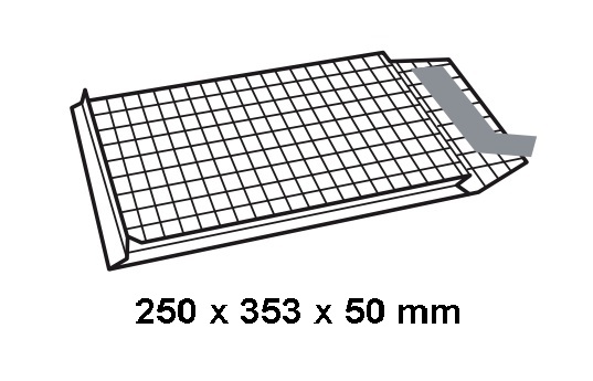 Caja de 250 bolsas autoadhesivas kraft armado con fuelle de 3 lados 250 x 353 x 50 mm Sam