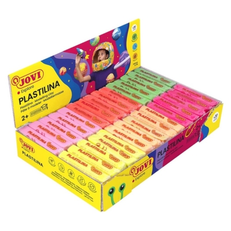 Caja de 30 pastillas de plastilina neón de 50 g Jovi