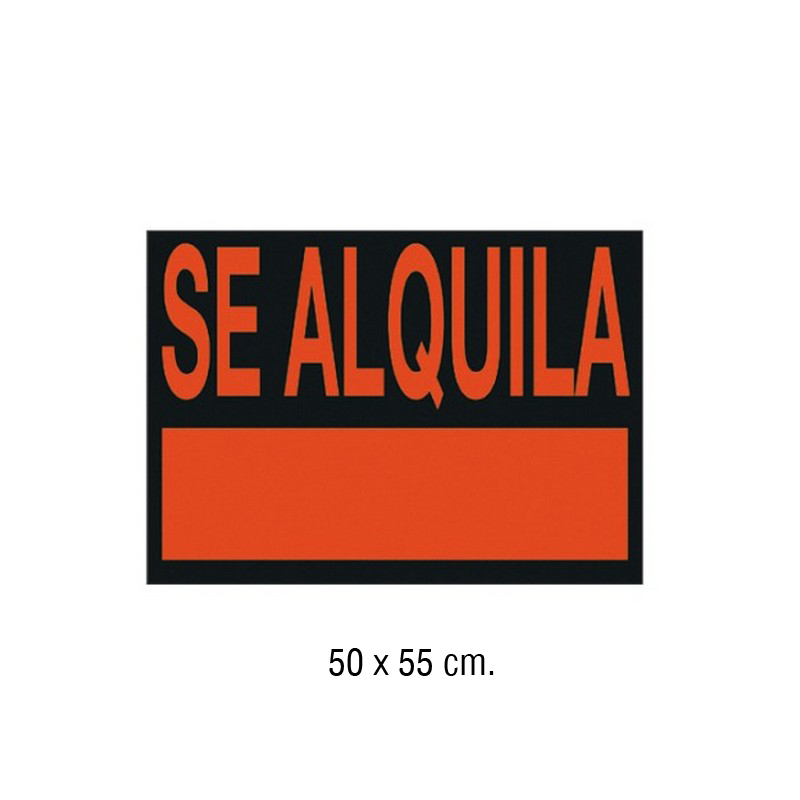 CARTEL "SE ALQUILA" 50 X 35 CM NEGRO/NARANJA