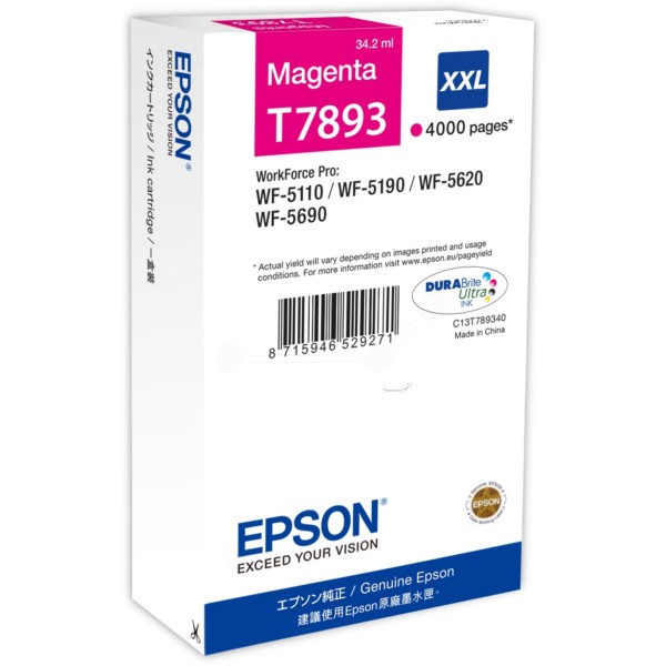 TINTA EPSON T7893 XXL MAGENTA 4000 PAG C13T789340