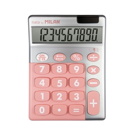 CALCULADORA MILAN 10 DIGITOS SILVER ROSA TECLAS GRANDES