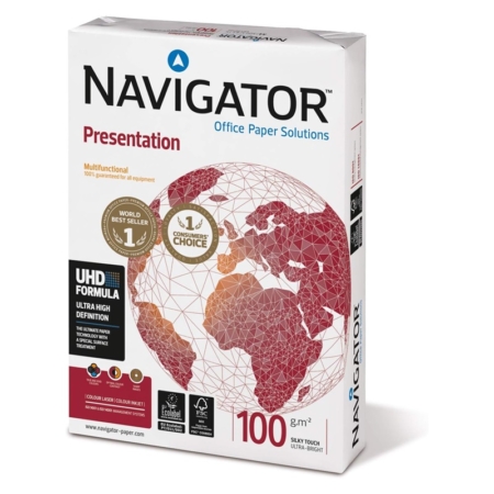 Paquete de 500 hojas de papel fotocopia DIN A4 Navigator Presentation 100 grs
