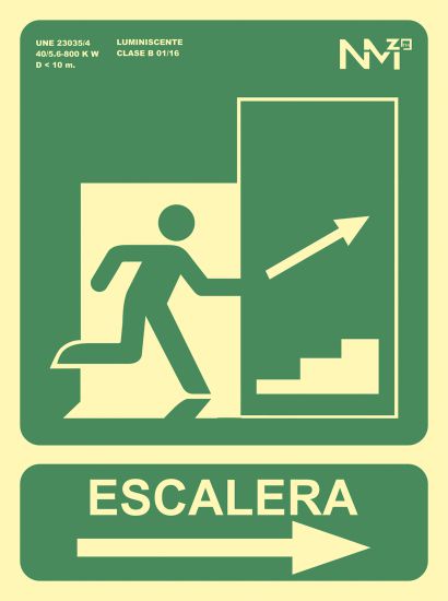 SEÑAL PVC VERDE 224x300 SALIDA EMERGENCIA DCHA