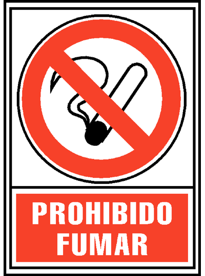 SEÑAL PVC ROJO 210x297 "PROHIBIDO FUMAR"