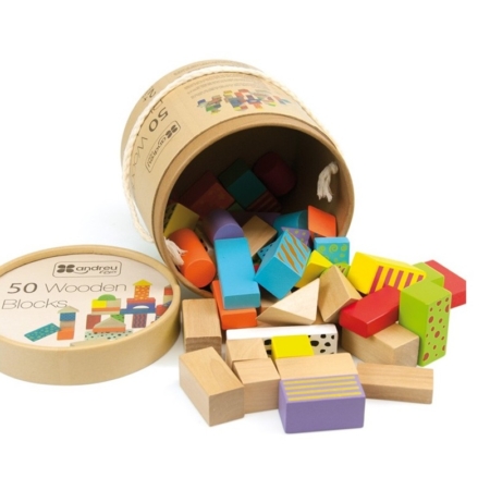 Cubo con 50 bloques de madera