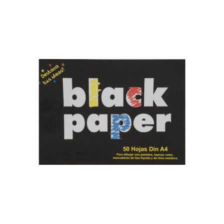 Pack de 50 hojas  papel negro din A4 80 grs