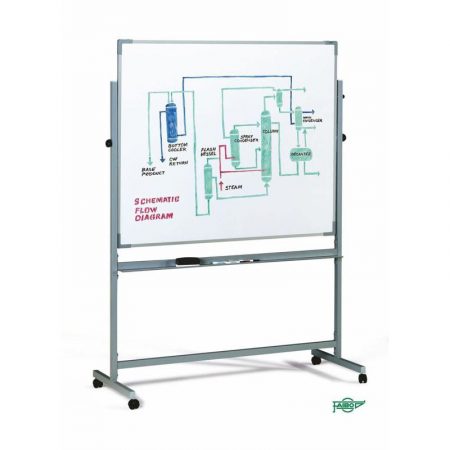 Pizarra estratificada blanca con soporte con ruedas y marco de aluminio de 122 x 150 cm Faibo