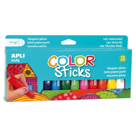 Caja de 12 barras de témpera sólida Color Sticks