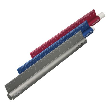 Blíster regla metal 15cm eraser ruler milan