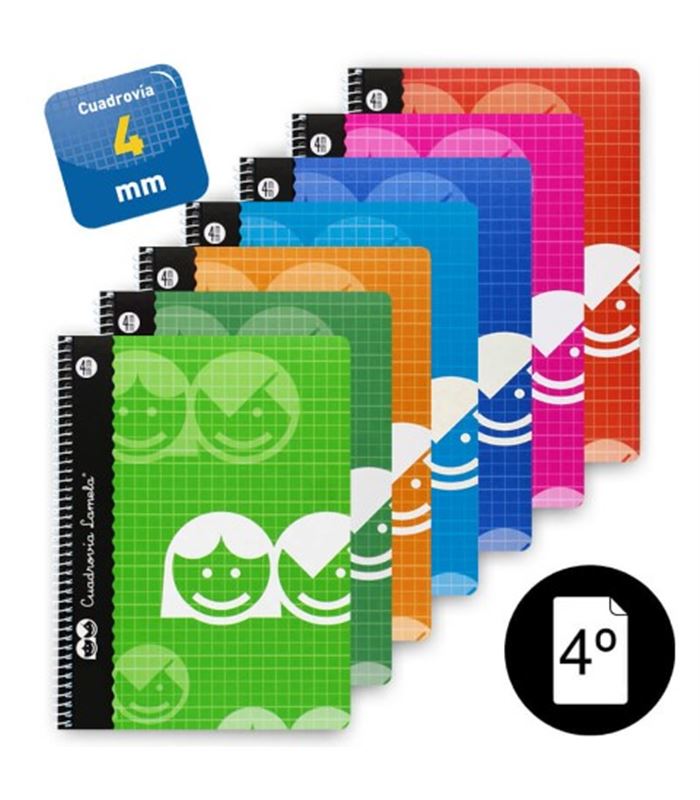 CUADERNO LAMELA Fº CUADROVIA 4MM 80 HOJAS TAPA BLANDA COLORES SURTIDOS  (07F004)