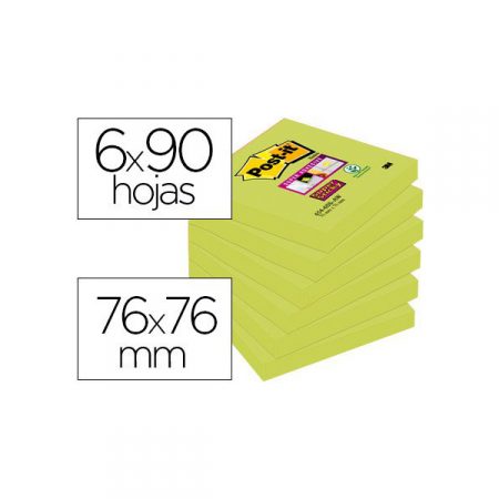 P/6  post it 76x76 verde esparrago