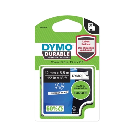 Cinta industrial duradera Dymo LabelManager D1 12 mm x 5,5 m