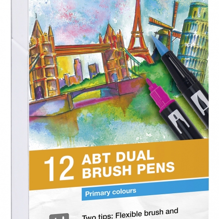 ESTUCHE 12 ROTULADORES TOMBOW DUAL BRUSH DOBLE PUNTA PINCEL COLORES PASTEL