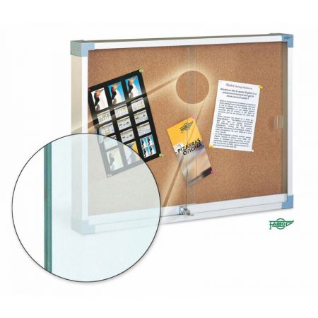 Vitrina de corcho con puertas correderas y cristal de seguridad de 100 x 146 cm Faibo