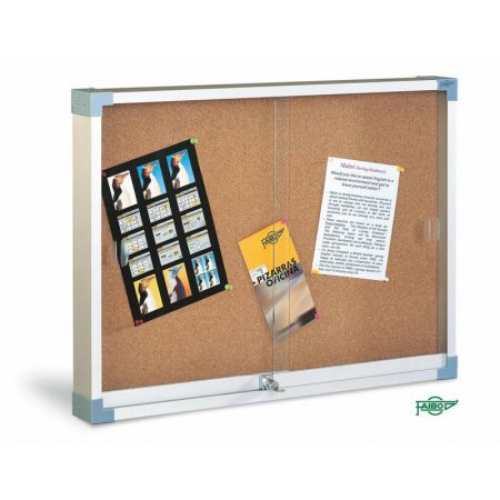 Vitrina de corcho con puertas correderas de metacrilato de 60 x 80 cm Faibo