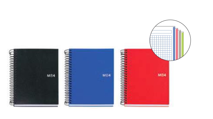 Block notebook 4 micro tapa pp A7 100h cua 5x5 rojo